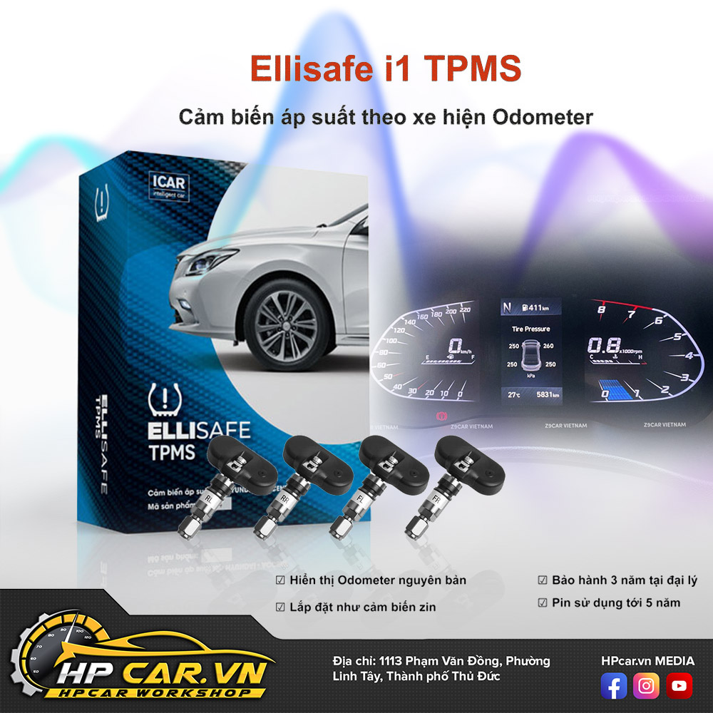 Hệ thống cảm biến cảnh báo áp suất lốp i Serials theo xe Ellisafe I1X (Màn ODO) 4 He Thong Cam Bien Canh Bao Ap Suat Lop I Serials Theo Xe Ellisafe I1X Man ODO 1