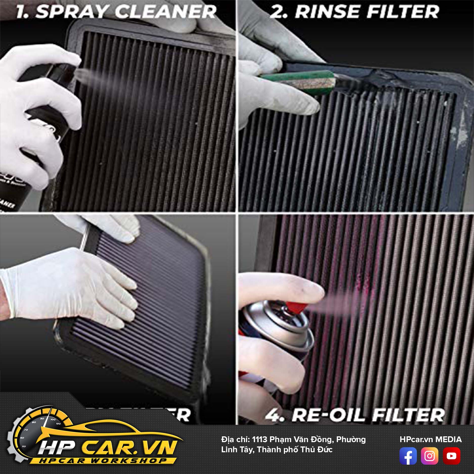 BỘ VỆ SINH LỌC GIÓ K&N 99-5050 6 cac buoc su dung bo ve sinh loc gio k n 99 5050