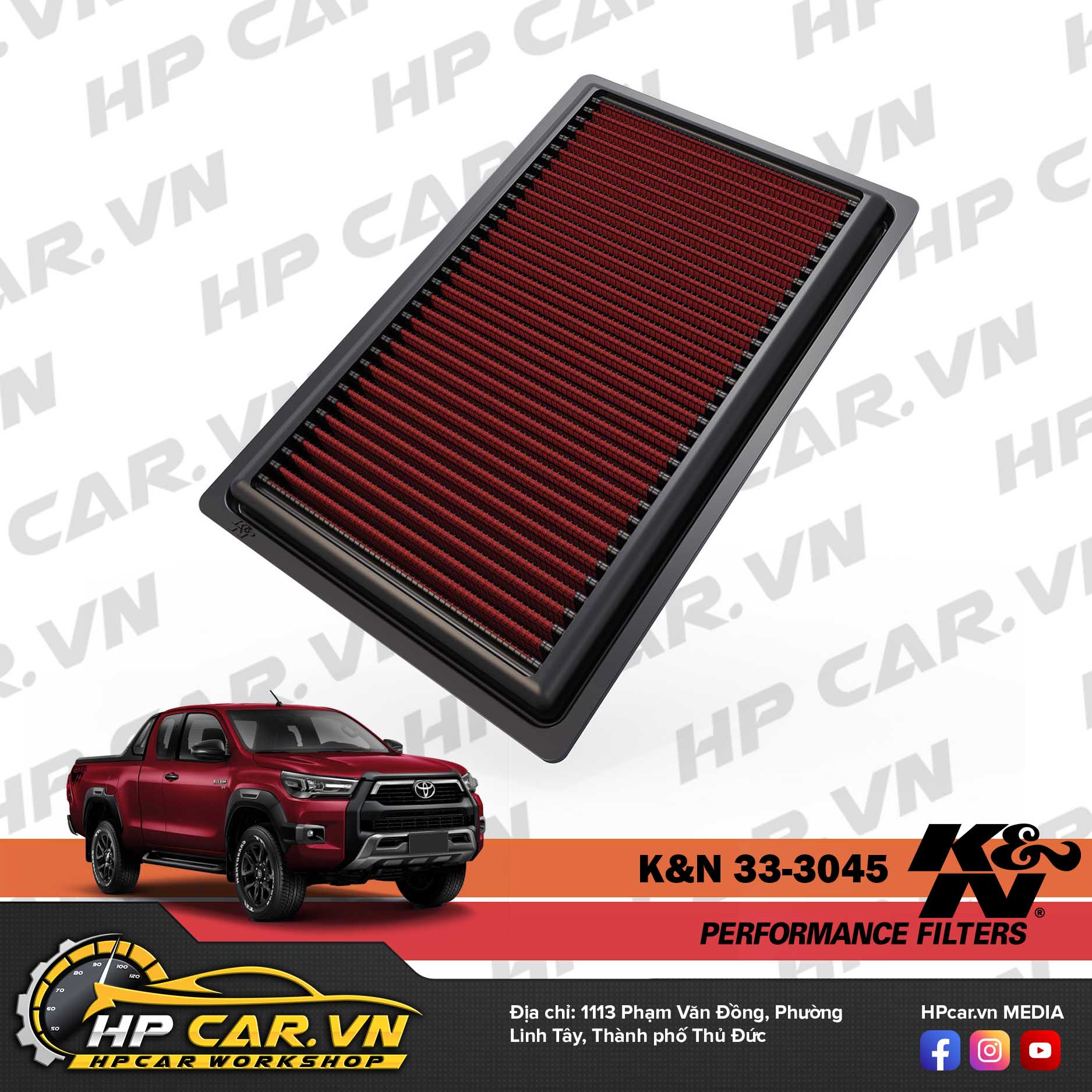 LỌC GIÓ K&N 33-3045 CHO TOYOTA HILUX & TOYOTA FORTUNER 7 loc gio k n 33 3045 cho toyota hilux toyota fortuner 3