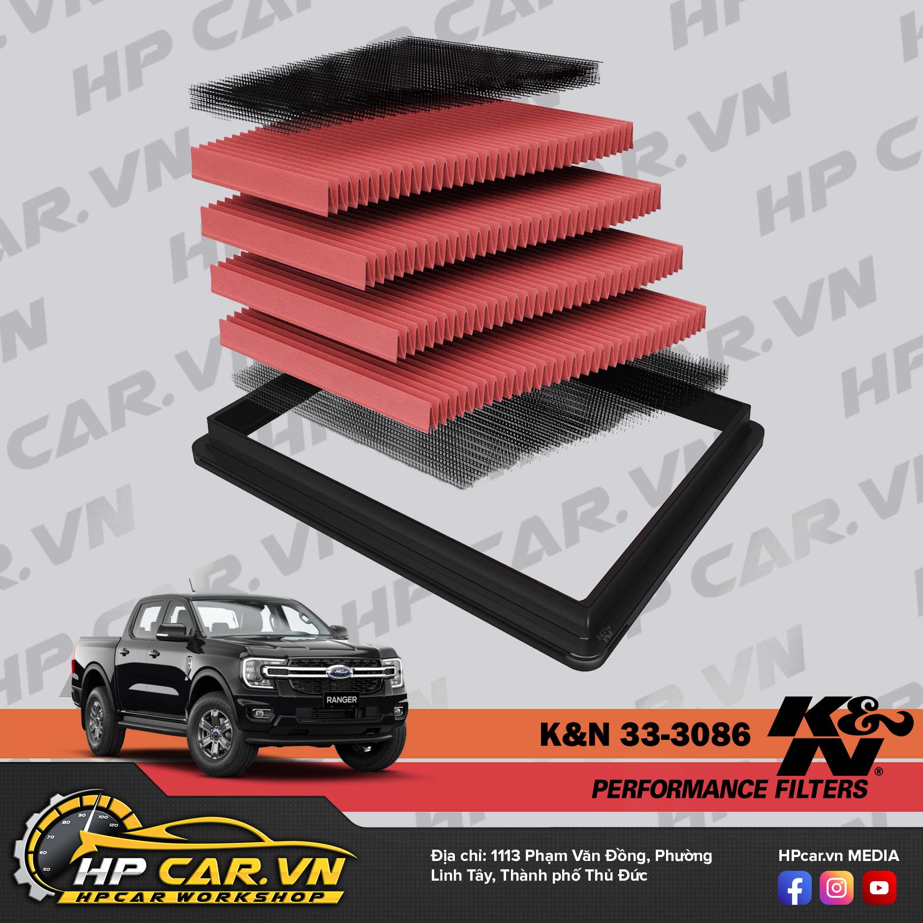 LỌC GIÓ K&N 33-3086 CHO FORD RANGER 6 loc gio k n 33 3086 cho ford ranger 1