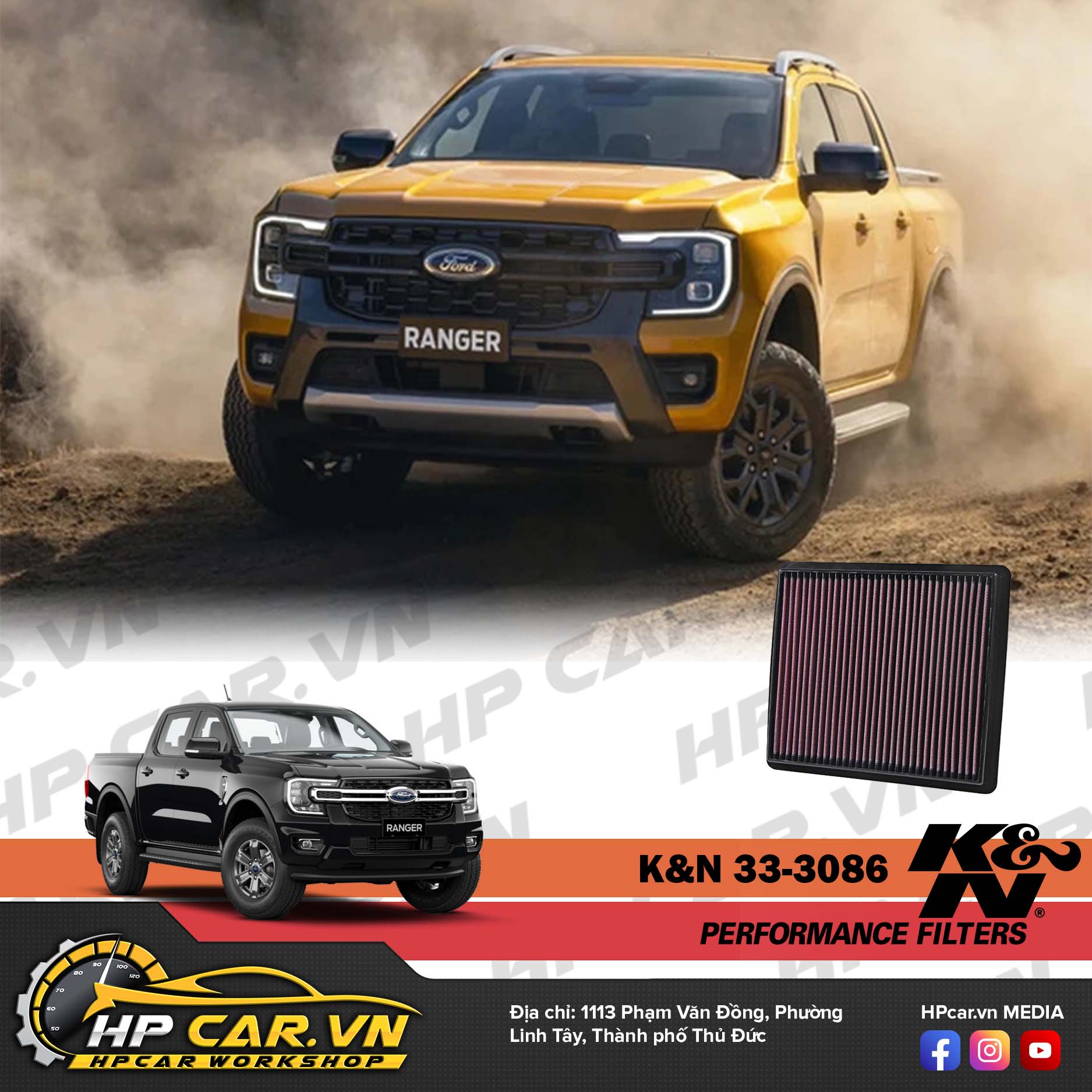 LỌC GIÓ K&N 33-3086 CHO FORD RANGER 3 loc gio k&n 33-3086 cho ford ranger