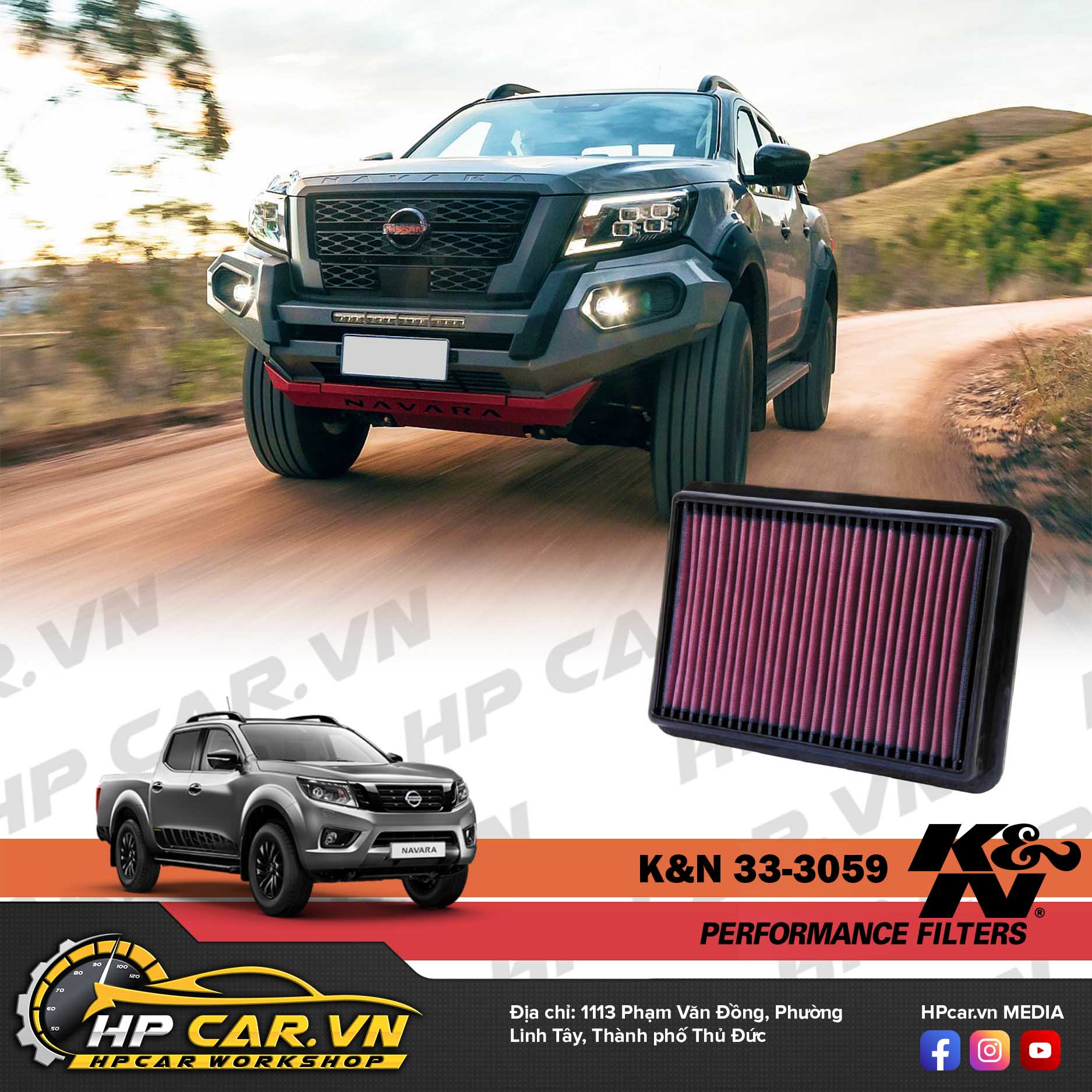 LỌC GIÓ K&N 33-3059 CHO NISSAN NAVARA 8 mo ta loc gio k&n 33-3059 cho nissan navara