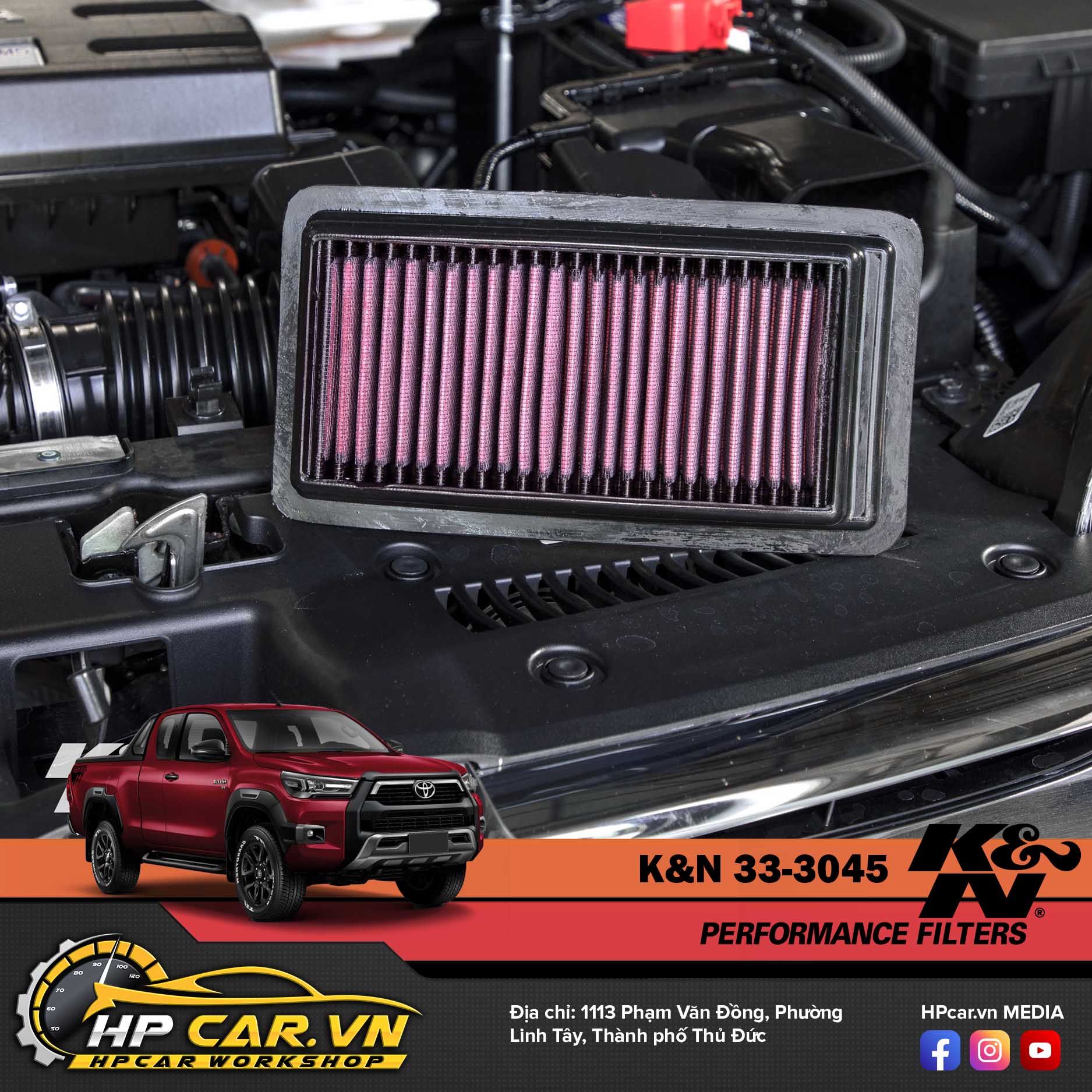 LỌC GIÓ K&N 33-3045 CHO TOYOTA HILUX & TOYOTA FORTUNER 8 tac dung cua loc gio k&n 33-3045 cho toyota hilux & toyota fortuner