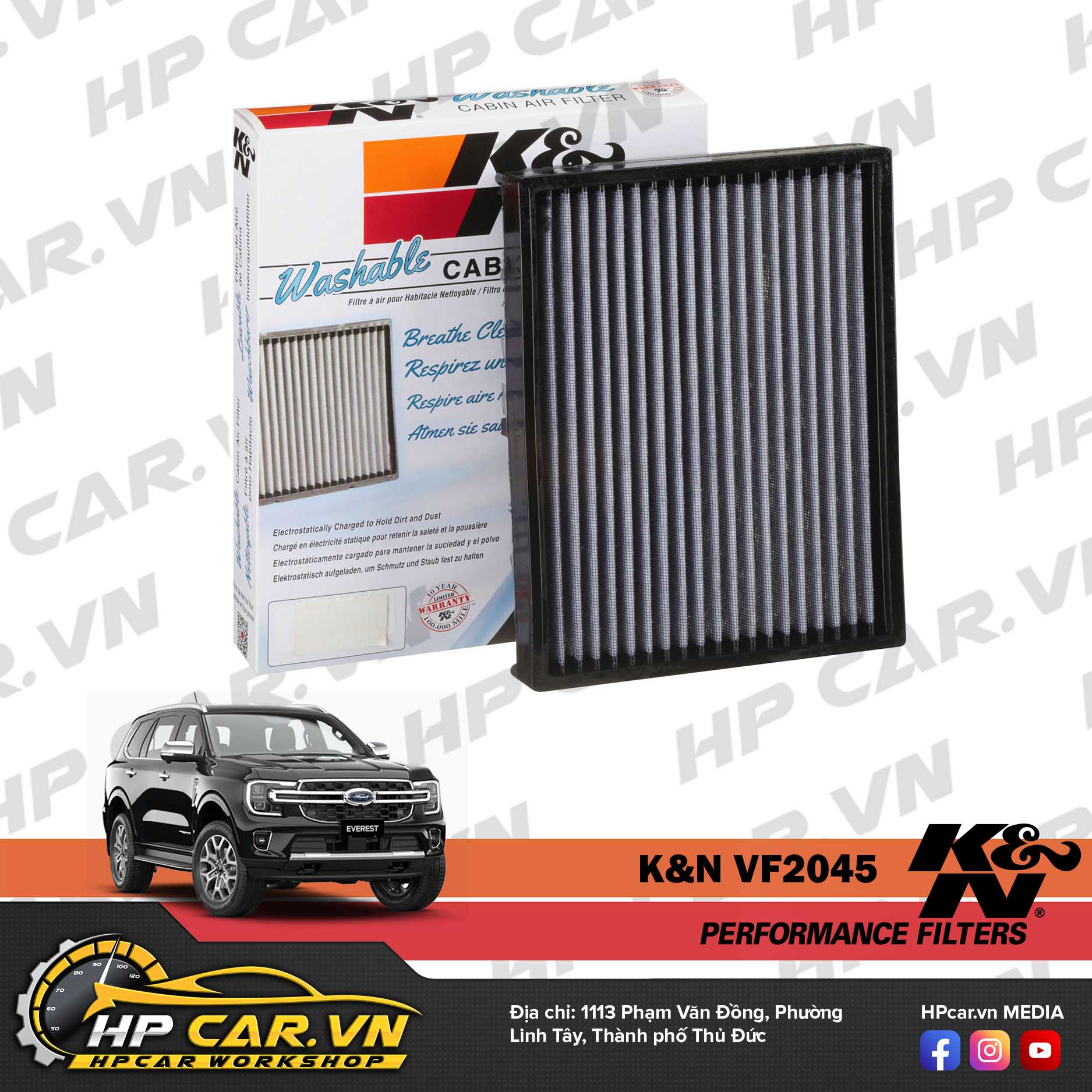 LỌC GIÓ MÁY LẠNH K&N VF2045 CABIN AIR FILTER CHO FORD RANGER – EVEREST 5 thong so loc gio may lanh k&n vf2045 cabin air filter cho ford ranger - everest