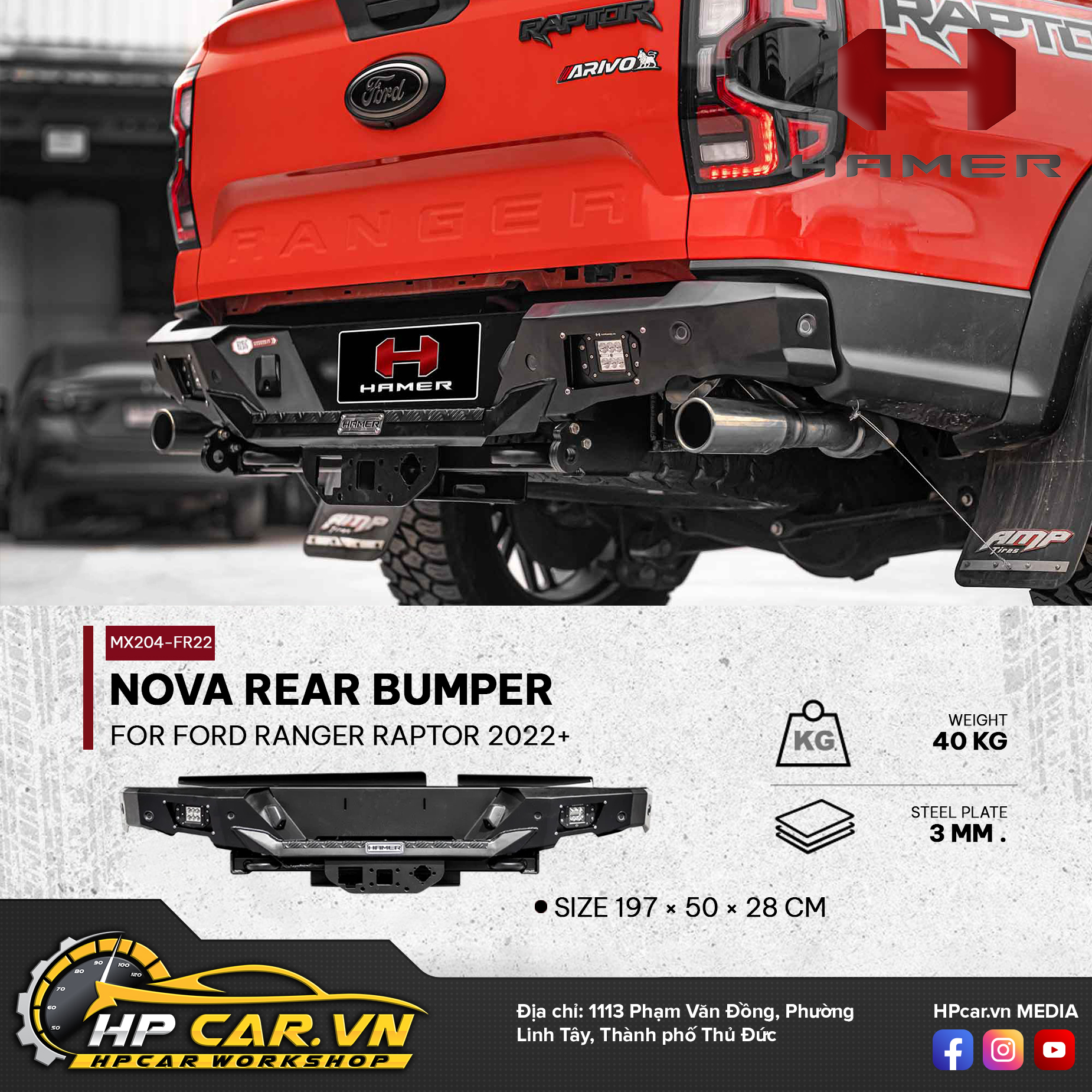 NOVA REAR BUMPER FOR FORD RANGER RAPTOR 2022+ 6 NOVA REAR BUMPER FOR FORD RANGER RAPTOR 2022+