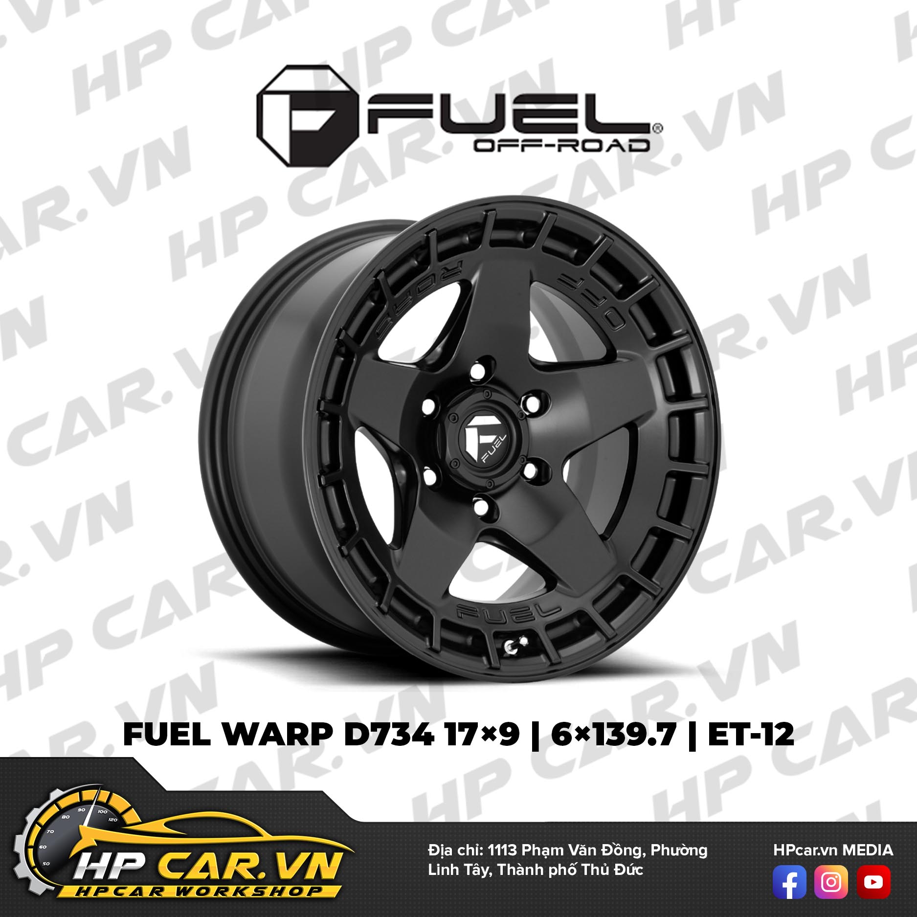FUEL WARP D734 17×9 6×139.7 ET-12 9 FUEL WARP D734