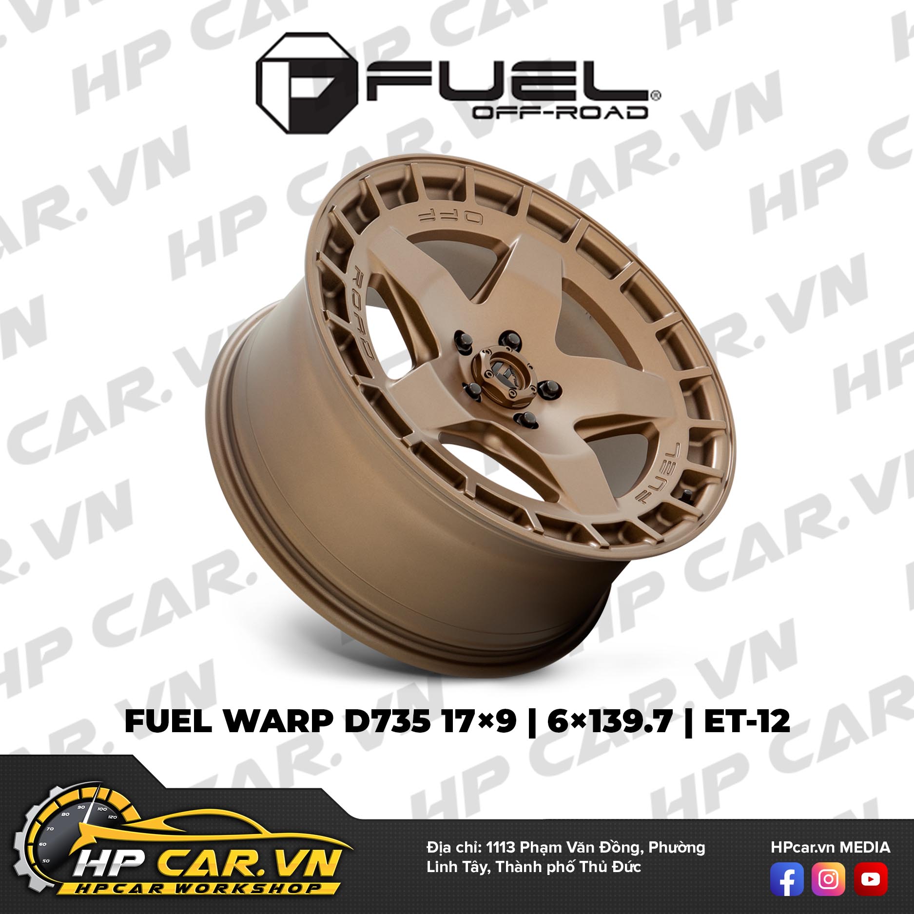 FUEL WARP D735 17×9 6×139.7 ET-12 9 FUEL WARP D735