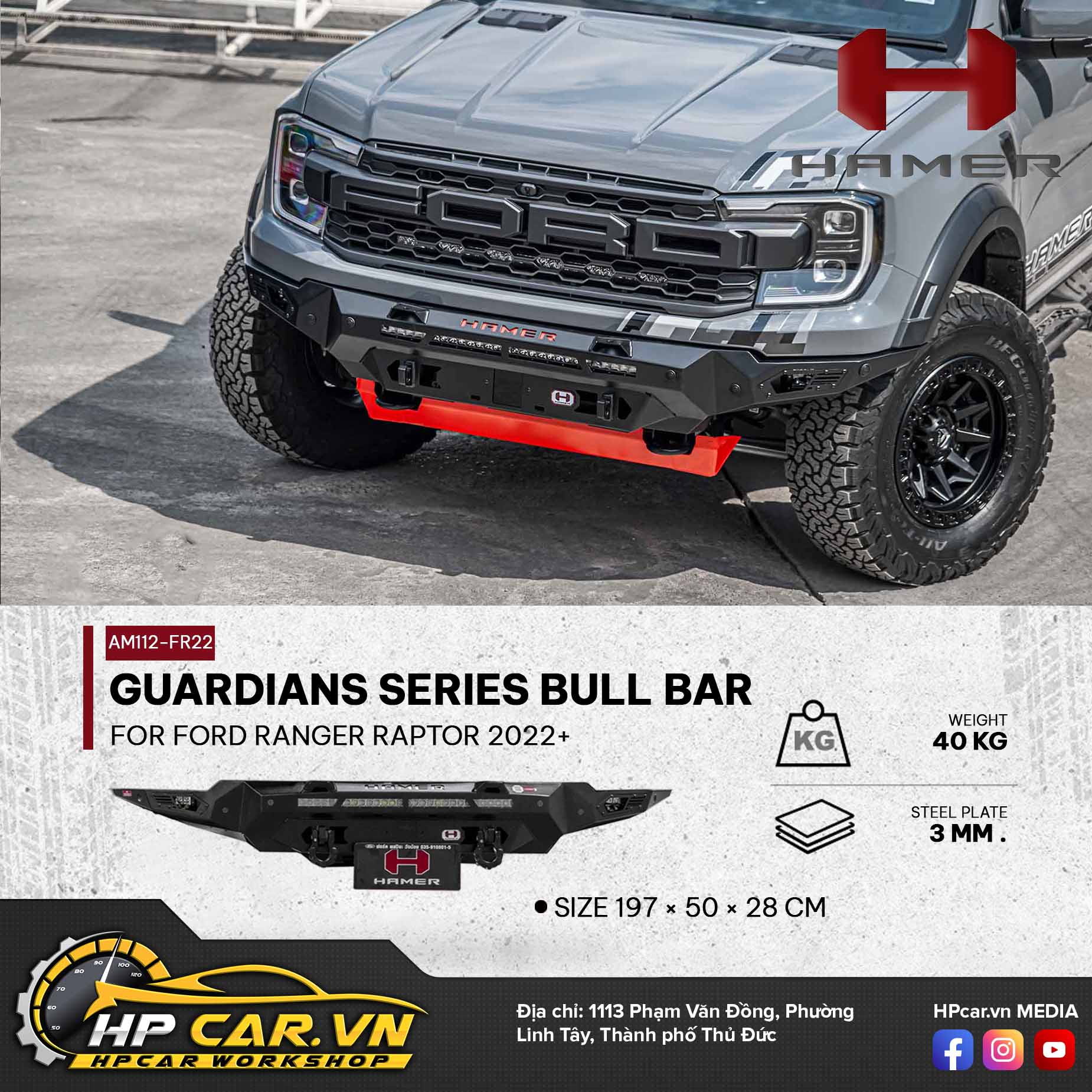 GUARDIANS SERIES BULL BAR FOR FORD RANGER RAPTOR 2022+ 3 GUARDIANS SERIES BULL BAR FOR FORD RANGER RAPTOR 2022+