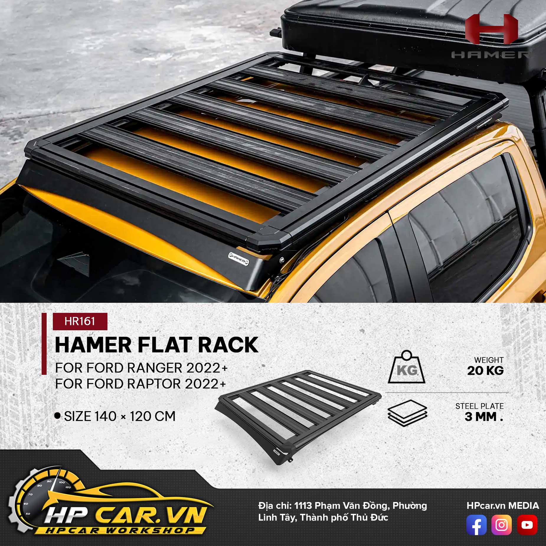 HAMER FLAT RACK FOR FORD RANGER 2022+ - Raptor 2022+ 5 HAMER FLAT RACK FOR FORD RANGER 2022+ - Raptor 2022+