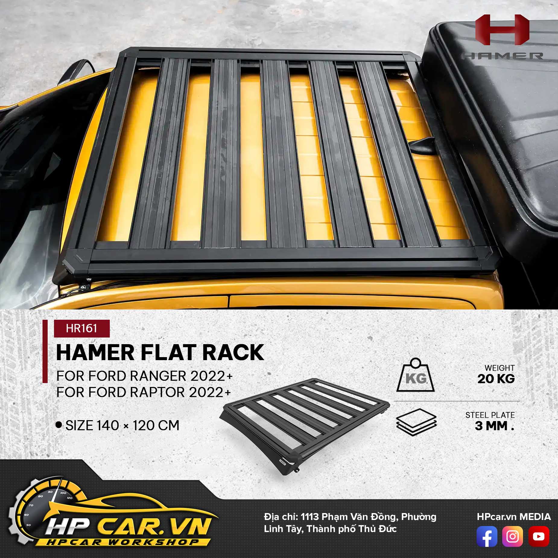 HAMER FLAT RACK FOR FORD RANGER 2022+ - Raptor 2022+ 8 HAMER FLAT RACK FOR FORD RANGER 2022+ - Raptor 2022+