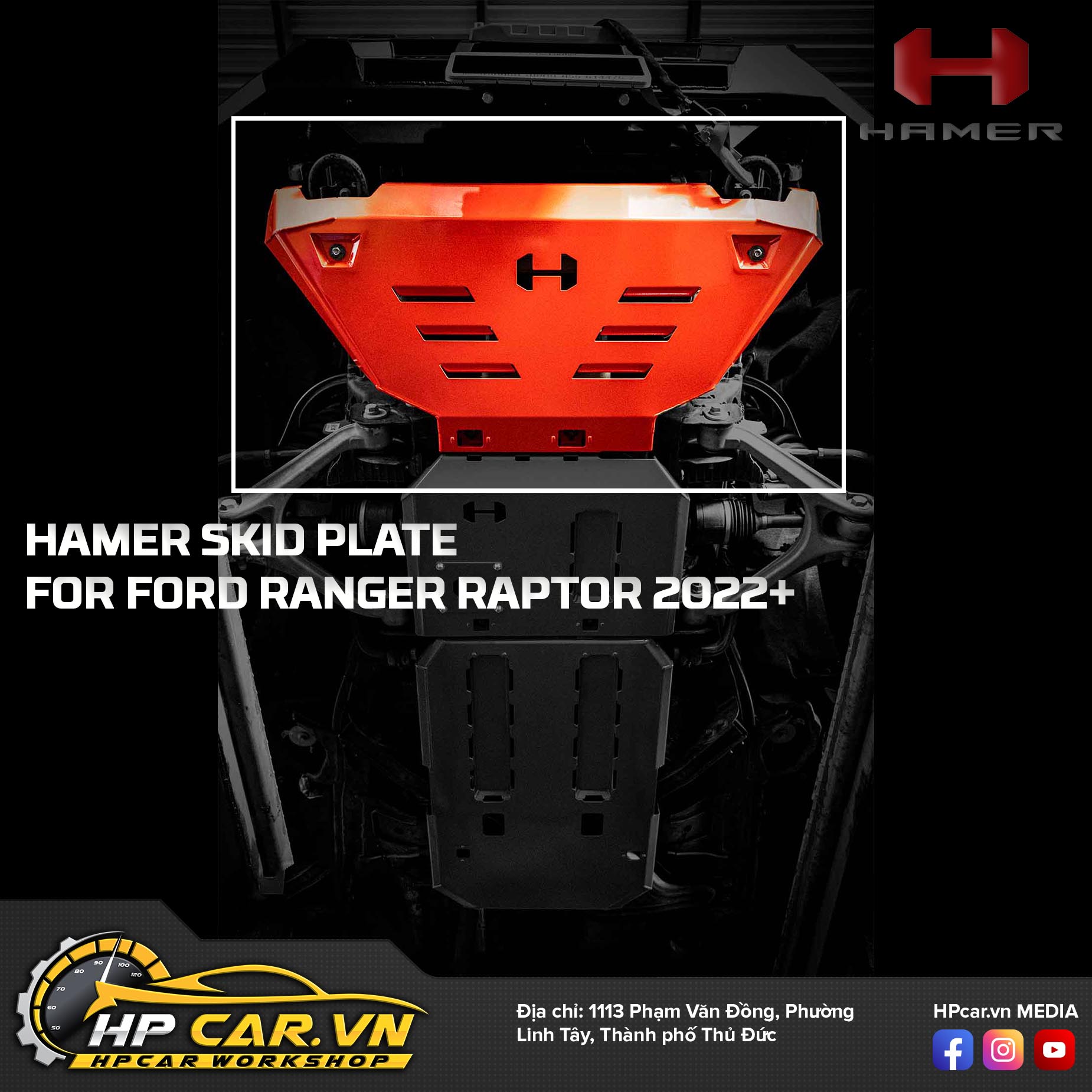 HAMER SKID PLATE FOR FORD RANGER RAPTOR 2022+ 3 HAMER SKID PLATE FOR FORD RANGER RAPTOR 2022+