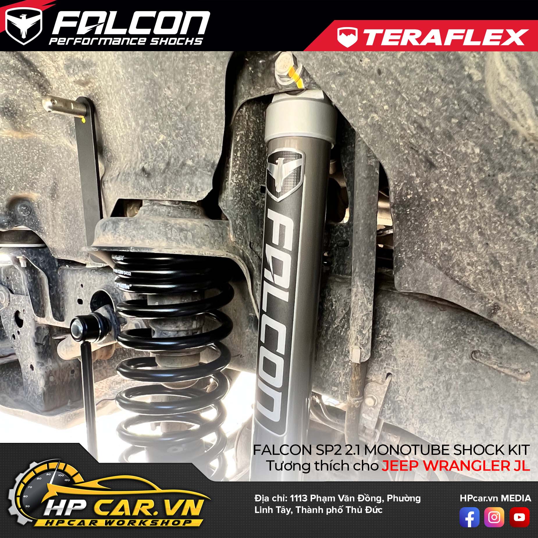 PHUỘC FALCON SP2 2.1 MONOTUBE SHOCK KIT CHO JEEP WRANGLER JL 6 PHUỘC FALCON SP2 2.1 MONOTUBE SHOCK KIT CHO JEEP WRANGLER JL