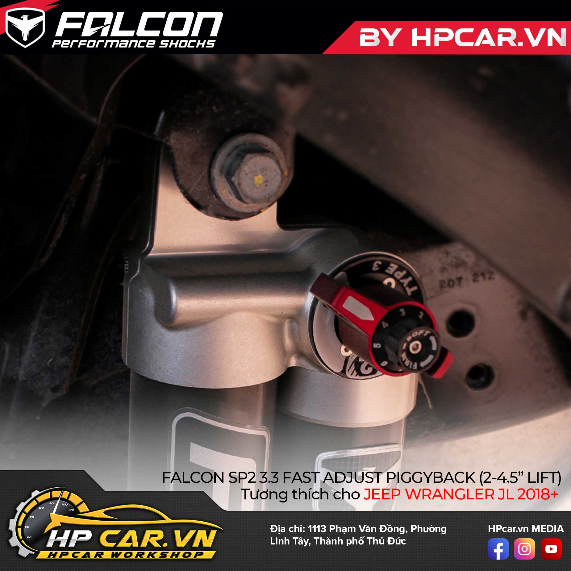 PHUỘC FALCON SP2 3.3 FAST ADJUST PIGGYBACK CHO JEEP WRANGLER JL (2-4.5” LIFT) 6 PHUỘC FALCON SP2 3.3 FAST ADJUST PIGGYBACK CHO JEEP WRANGLER JL (2-4.5” LIFT)
