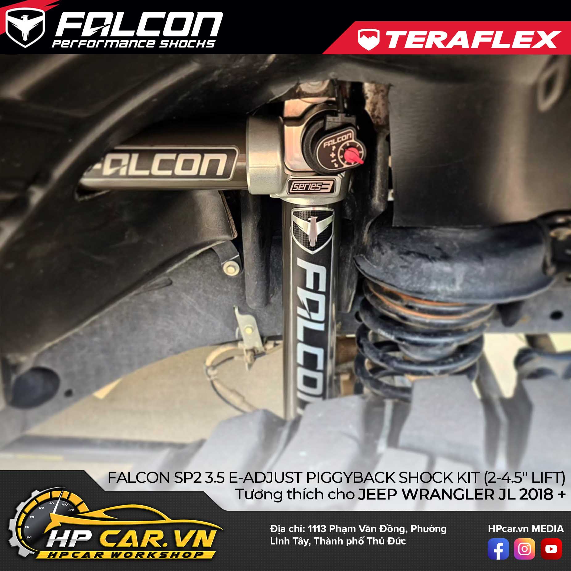 PHUỘC FALCON SP2 3.5 E-ADJUST PIGGYBACK SHOCK KIT CHO JEEP WRANGLER JL 2018+ (2-4.5″ LIFT) 5 PHUỘC FALCON SP2 3.5 E-ADJUST PIGGYBACK SHOCK KIT (2-4.5″ LIFT) CHO JEEP WRANGLER JL 2018+