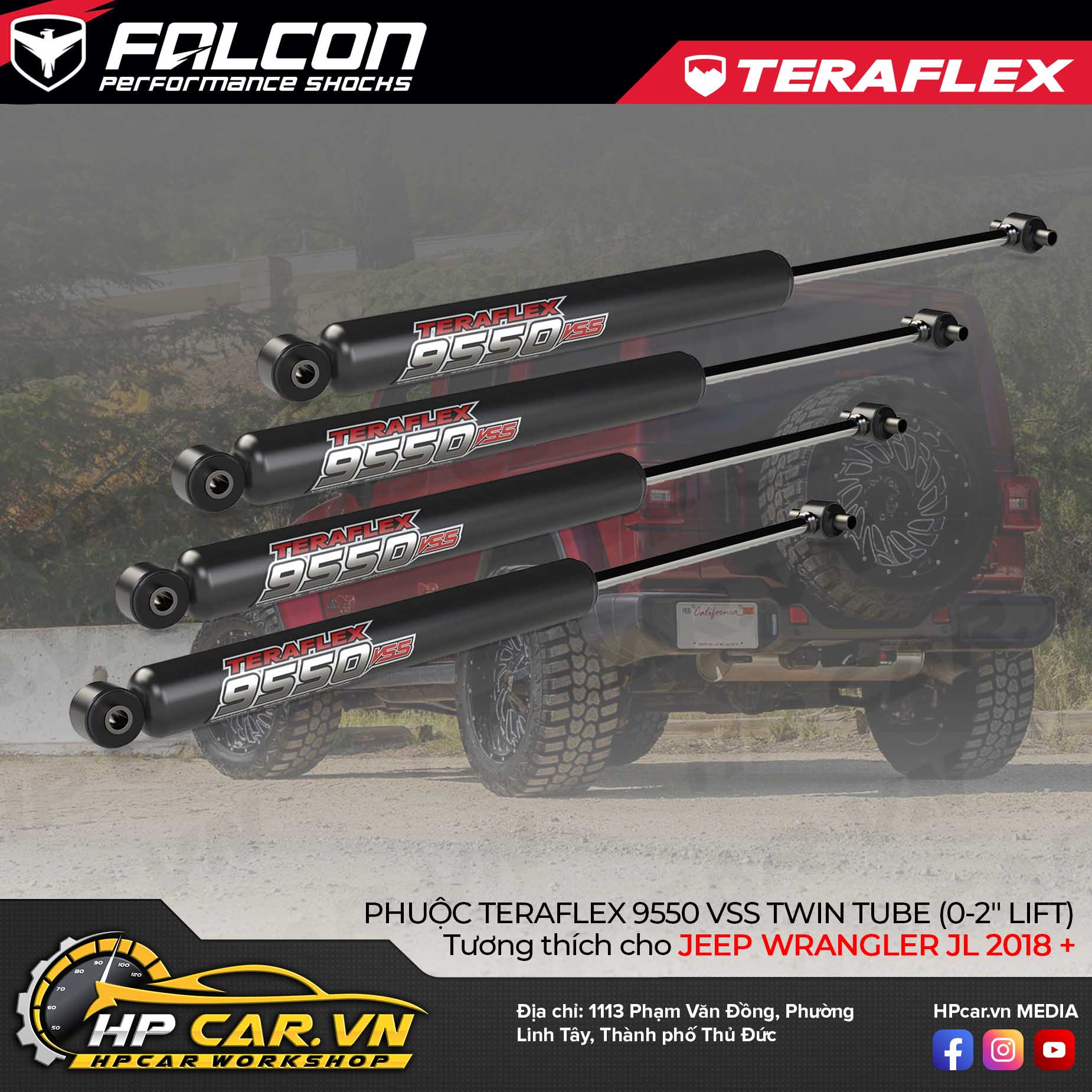 PHUỘC TERAFLEX 9550 VSS TWIN TUBE CHO JEEP WRANGLER JL (0-2″ LIFT) 5 PHUỘC TERAFLEX 9550 VSS TWIN TUBE CHO JEEP WRANGLER JL (0-2″ LIFT)