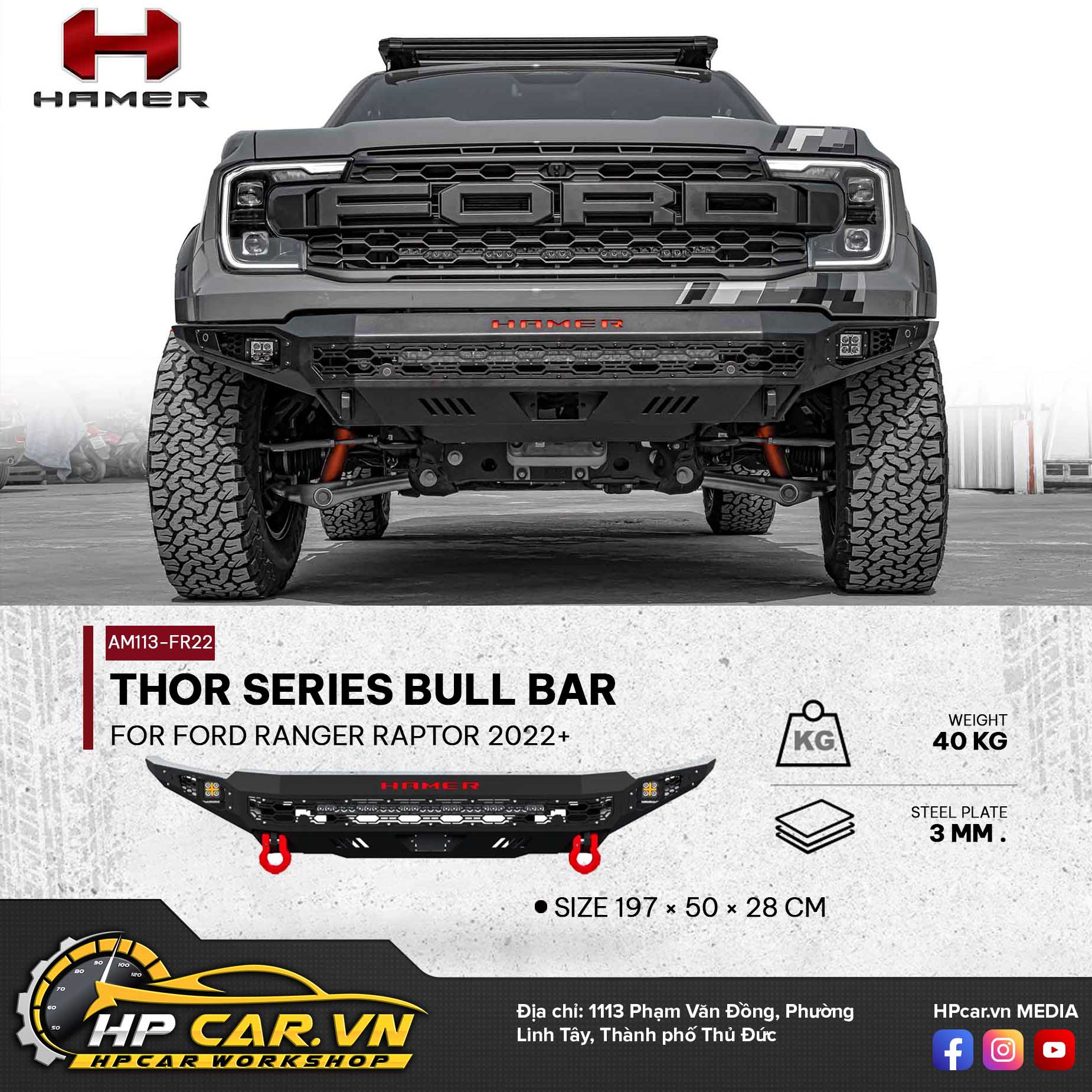 THOR SERIES BULL BAR FOR FORD RANGER RAPTOR 2022+ 4 THOR SERIES BULL BAR FOR FORD RANGER RAPTOR 2022+